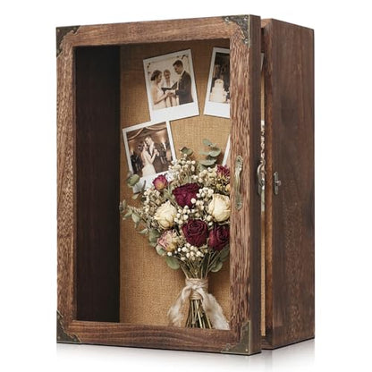 Shadow Box Frame 12x16, 4.7 inches deep, Display Case with Removable Shelves & 6 Compartments, Large Memory Box for Photos, Keepsakes, Wedding, Collectibles - color: 11x16 Carbonized