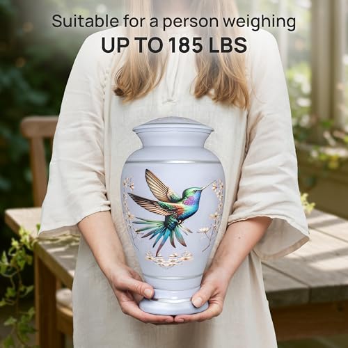Remoria Cremation Urns for Human Ashes, Large Adult Purple Hummingbird Urn | Funeral Urn for Female & Male, 185 Cu In, Gift Box and Velvet Bag Included - color: Light Purple