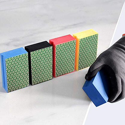 Diamond Hand Polishing Pads for Sanding Concrete Glass Stone Granite Marble 60#,100#,200#,400# (4Pcs/Set)…
