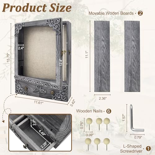 11x16 Pet Memorial Shadow Box Frame with Shelves, Grey - color: Classic Grey