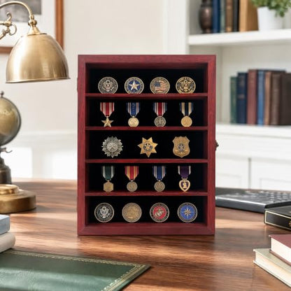 GMFrames 12x16 Wooden Shadow Box Frame with Removable Shelves Deep Display Case for Military Medals Keepsakes Cherry - color: Cherry, size: 12x16