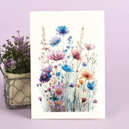 24 Floral Blank Cards and Envelopes, 4x6 Wildflower Blank Note Cards for All Occasions - Sympathy Thank You Condolences Funeral Thinking of You Mother's Day Wedding Graduation, Etc