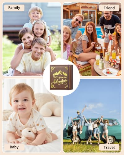 Leather Photo Album 4x6 200 Photos,Slip-in Photo Album Book with 50 Sheets, Travel Souvenir Diary Photo Book for Family Wedding Baby and Holiday Pictures - color: Brown