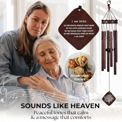 Memorial Wind Chimes for Loss of Loved One – Sympathy Gift with Soothing Deep Tones, Premium Outdoor Aluminum Wind Chime, Bereavement Gift for Loss of Mom, Dad, Husband, Wife, Friend - Bronze - size: A-Bronze Tree of life