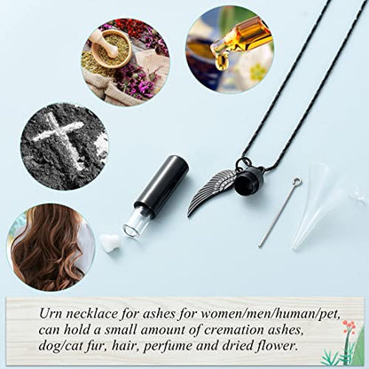 Imrsanl Cremation Jewelry for Ashes Pendant Urn Necklace Cylinder with Glass Vial Keepsake Ashes Memorial Jewelry - color: Angel Wings
