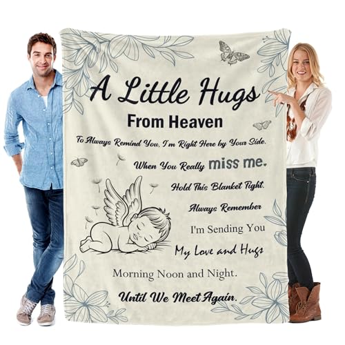 Miscarriage Gifts for Mom, A Hug from Heaven Soft Flannel Blanket 50"x60", Sympathy Gift for Loss of Baby, Angel Baby Memorial Keepsake, Condolence Blanket for Infant Loss & Stillborn Grieving Mother - color: Miscarriage Memorial