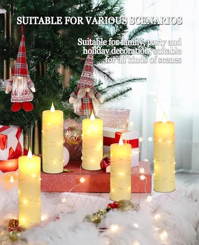 Upinmz Ivory White Real Wax Flameless Candles, 5-Pack, Remote Timer, String Lights - size: Ivory-Wax-5 Pack