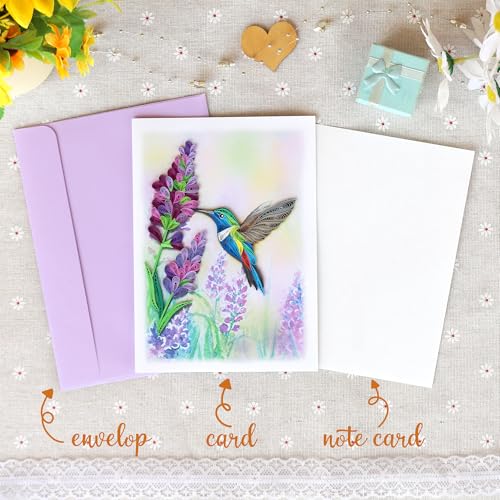 KingKraft Hummingbird Quilling Card, Birthday Card, Anniversary Card for Wife, Husband, Greeting Card for All Occasions, Mothers Day, Valentines Day Card, Thinking of You, Get Well Card - color: Hummingbird