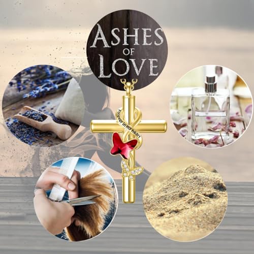 Cross Urn Necklace for Ashes 925 Sterling Silver Cremation Jewelry with Funnel Filler Kit Ashes Necklace for Human Women Girl Pets - color: A__Gold, style: Personalized