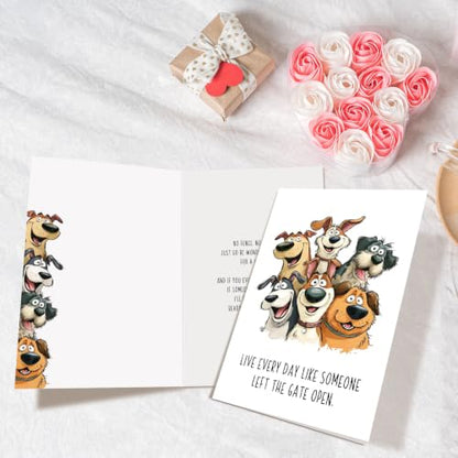 Funny Dog Encouragement Card, Supportive Card for Dog Lover, Inspiration Cards for Friend Daughter Son, Live Every Day Like the Gate is Open - color: Encouragement