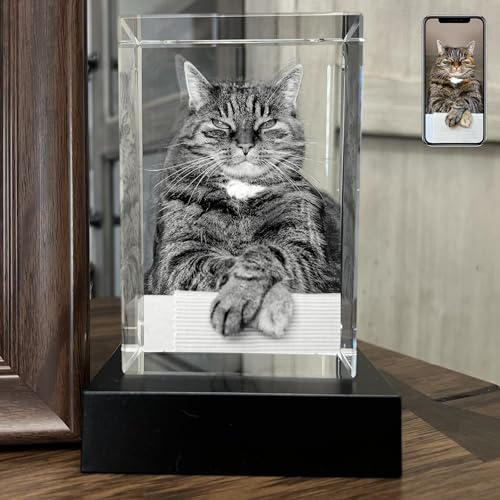 Dog Memorial Gifts for Pet Loss – Personalized Crystal Photo for Dogs & Cats, Custom Laser Etched Crystal (Large Portrait) - size: Large Portrait