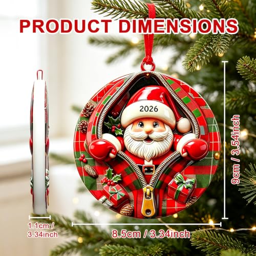 Santa Ornaments for Christmas Tree, 2026 Christmas Ornaments,3D Santa Claus - color: Santa