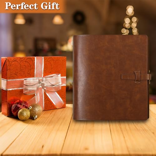 Genuine Leather 4x6 Photo Album, with Writing Space - color: Brown