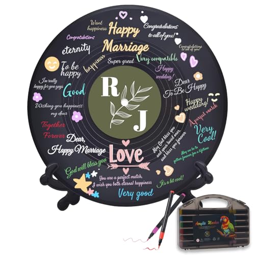 LRITER 1PCS Customize Wedding Guest Book, Personalized Creative | Guest Book Signs for Wedding, Size 11.6in, Unique Vinyl Record Decorations for Special Day, Reception, Custom Guest Book B - color: Custom Wedding Guest Book B