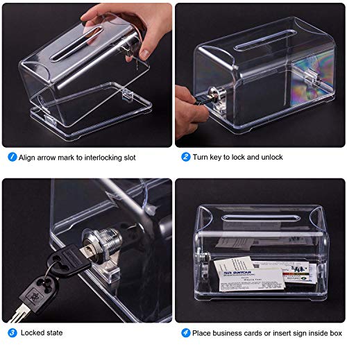 Polmart Tip / Donation / Suggestion / Business Card Collection Box with Lock (Clear Color / Transparent)