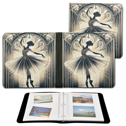 JIPONI Ballerina Dancing Large Photo Album, DIY Leather Cover Scrapbook Albums for 4x6 5x7 6x8 Pictures, Self Adhesive Memory Book for Wedding, Baby, Family - color: Ballet