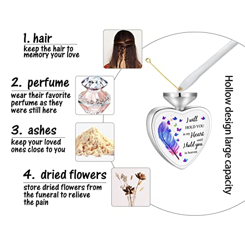 Dletay Heart Urn Necklace for Ashes Birthstones Cremation Jewelry for Ashes Stainless Steel Ash Necklace Memorial Ash Holder - color: Silver Wing