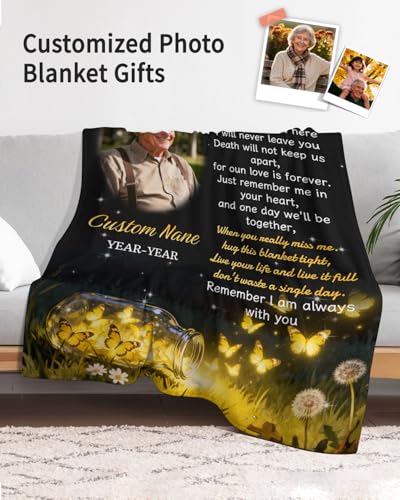 Custom Memorial Blanket with Photos for Loss of Loved One, Thanksgiving Gifts Personalized Sympathy Blanket for Loss of Dad Mom Husband Wife Friend of Loved One Gifts, Ships Next Day Made in USA - color: Style 1