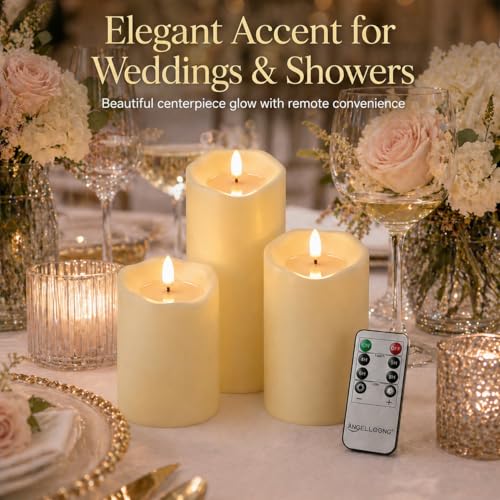 ANGELLOONG Battery Candles Flickering Flameless Candles with Remote - color: Classic Ivory - Simulated Wax Melt