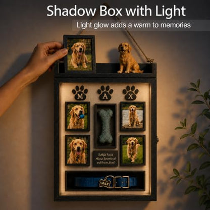 11x16 Dog Memorial Shadow Box Frame with Shelves, Black - color: Standard Black