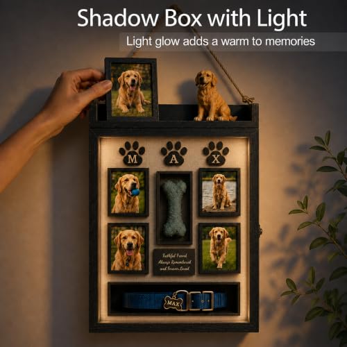11x16 Dog Memorial Shadow Box Frame with Shelves, Black - color: Standard Black