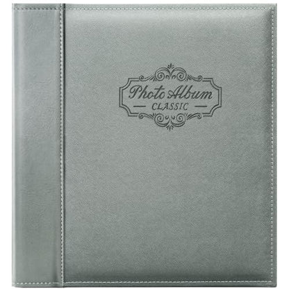 Photo Album Holds 3X5, 4X6, 5X7, 6X8, 8X10 Photos, Leather Cover, Magnetic Self-Stick Page, Hand Made DIY Albums (Gray, Large) - color: Gray, size: Large