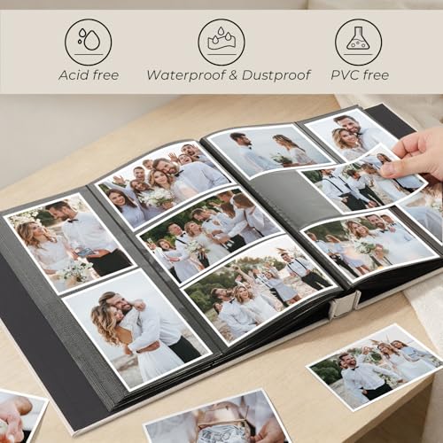 Vienrose Wedding Photo Album 4x6 600 Pockets Photo Window Beige | Cloth Cover, Wedding Crystal Stickers, Tweezers, Acid Free Pages - color: Wedding Theme, size: 600k
