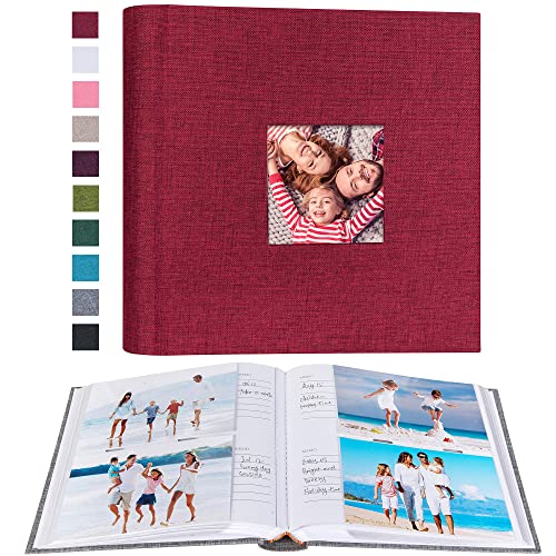 Mublalbum Small 4x6 Photo Album, 200 Pockets, Linen Cover, Red | Linen Cover with Memo Areas, Front Window, Pictures Book with Horizontal Pockets for Wedding, Family, Baby, Vacation - color: Red, size: 200 Horizontal Pockets