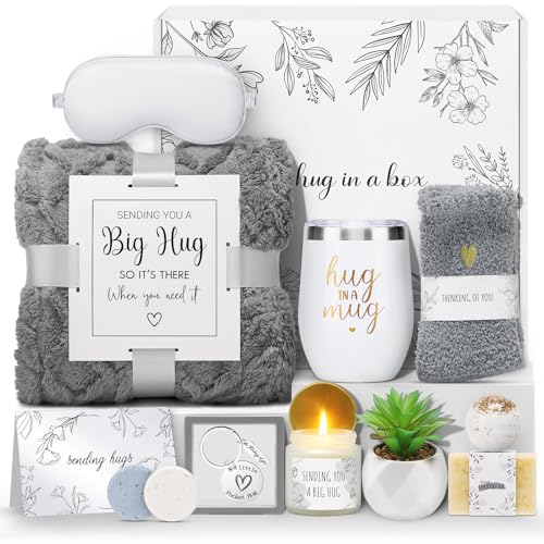 Sympathy Gift Basket for Loss of Loved One Hug in a Box for Women | Mothers Day Condolence Basket Miscarriage Care Package Thinking of You Gift for Women - color: Gray