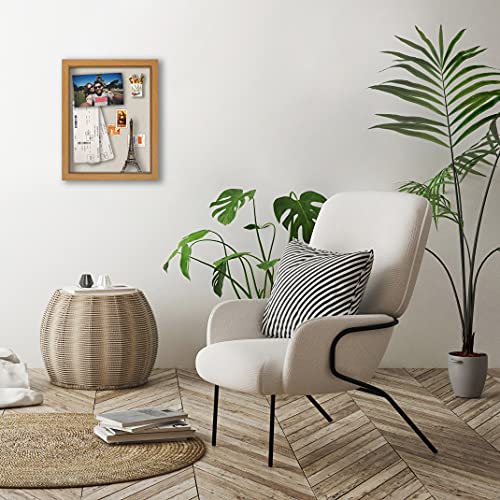 Americanflat 11x14 Shadow Box Frame with Shatter-Resistant Glass - Silhouette Collection - Large Shadow Box Display Case for Tabletop and Wall Display - Dark Oak with Soft Felt Back | Shatter-resistant glass, 1.5 inch interior depth, hangs vertical or hor