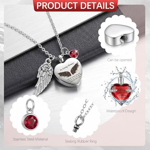 Ecation 18 Pcs Small Cremation Urns and Ashes Necklace Set, Red - color: Red