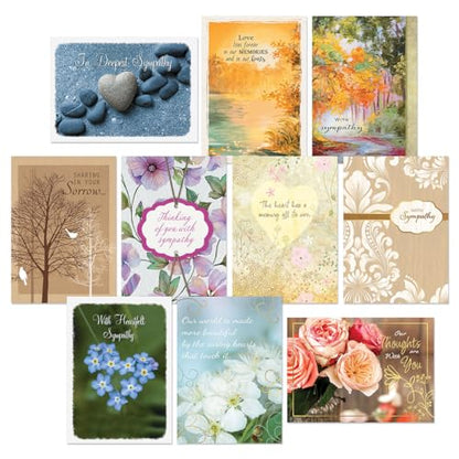 Current Expressions Sympathy Cards with Envelopes- Set of 20 Bulk Assortment II (10 Designs), Large 5" x 7" Condolences Cards, Sentiments Inside, White Envelopes - style: Expressions