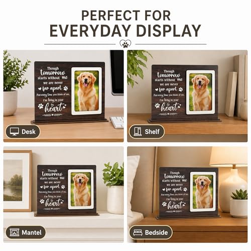 Dog Memorial Gifts For Loss Of Dog Picture Frame, Pet Memorial Gifts For Dogs Photo Keepsake, Wooden Picture Frame for 4x6 Photo Pet Loss Gifts Sympathy Decor Bereavement Remembrance Gift