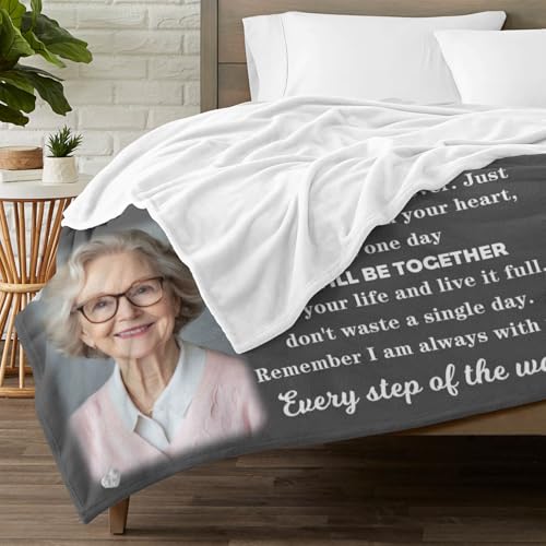 Personalized Memorial Picture Blanket Custom Hug from Heaven Sympathy Gift | HD Printing Flannel Throw Blanket for Grief and Remembrance Loss of Mother Father - color: Design 13