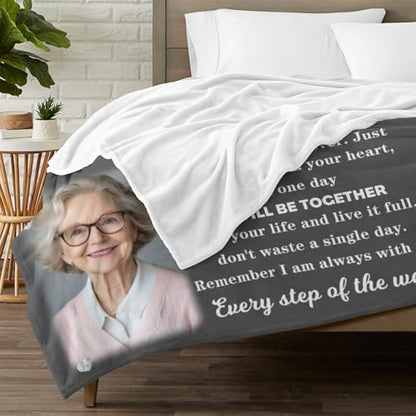 Personalized Memorial Picture Blanket Custom Hug from Heaven Sympathy Gift | HD Printing Flannel Throw Blanket for Grief and Remembrance Loss of Mother Father - color: Design 13