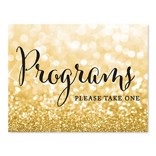 Andaz Press Wedding Party Signs, Glitzy Gold Glitter, 8.5x11-inch, Programs, Please Take One, 1-Pack - color: Activities Programs