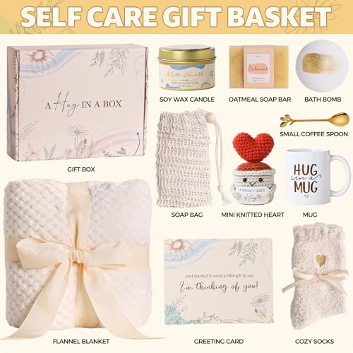 Birthday Gifts for Women Self Care Package Box Spa Basket Get Well Soon Sending Hug Thinking of You Feel Better For Wife Her New Mom Sister Female Best Friend Coworker Teen Girls Boss Babe Day - color: Oatmeal (Care Gift)