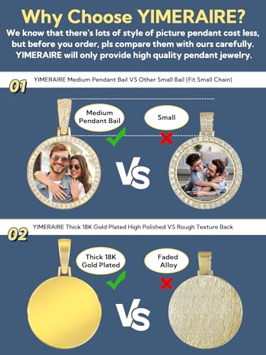 YIMERAIRE Customized Picture Necklace Personalized Circle Chain - color: 01 Circle Pendant(Gold)+Rope Chain 0171