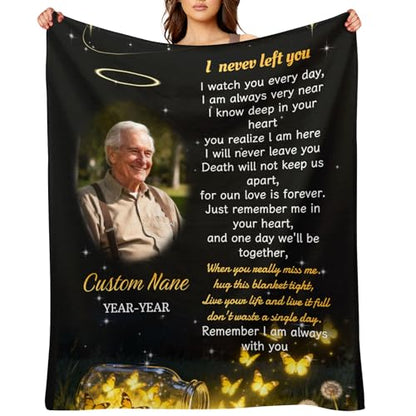Custom Memorial Blanket with Photos for Loss of Loved One, Thanksgiving Gifts Personalized Sympathy Blanket for Loss of Dad Mom Husband Wife Friend of Loved One Gifts, Ships Next Day Made in USA - color: Style 1