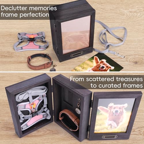 XKDOUS Tri-Fold Premium Solid Wood Photo Frame 6×8', pet Memorial Gifts for Loss of Dogs, Pet Picture Frame, Dogs & Cats Loss of Dog Sympathy Gift, Pet Memorial Shadow Box, with Clay paw Print kit