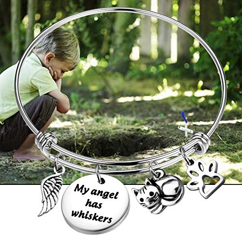 bobauna Pet Memorial Keychain My Angel Has Whiskers Pet Loss Jewelry Sympathy Loss Of Cat Gift For Cat Lover Family Friend - color: Cat Whiskers Bracelet