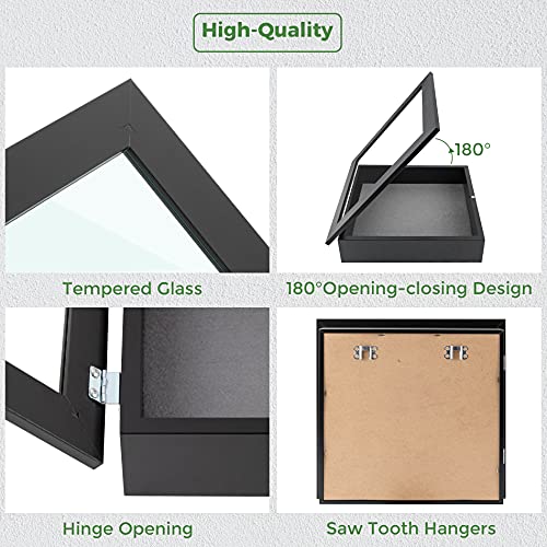 Frametory 11x11 Shadow Box Frame Display Case, 2-inch Depth (Black) - color: Black, size: 11x11(1 Set)