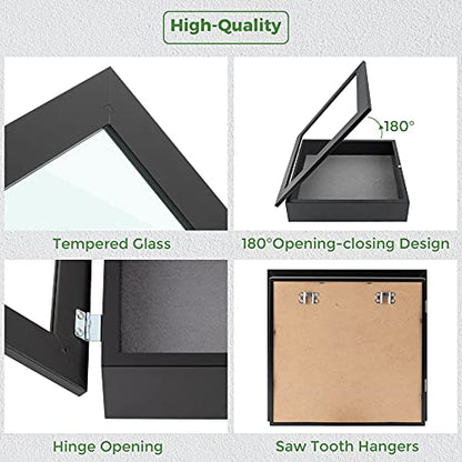 Frametory 11x11 Shadow Box Frame Display Case, 2-inch Depth (Black) - color: Black, size: 11x11(1 Set)