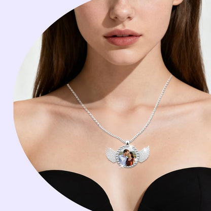 Personalized Rhinestone Photo Necklace DIY Silver