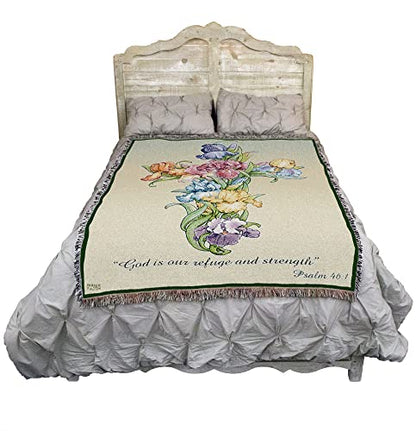 Pure Country Weavers Iris Cross Blanket - Sympathy Bereavement Gift Tapestry Throw Woven from Cotton - Made in the USA (72x54) - color: Iris Cross, size: 72" x 54"