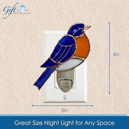 Gift Essentials Bluebird Plug-in Night Light - Stained Glass Nightlight | Bluebird Stained Glass Plug-in Nightlight with On/Off Rocker Switch. Includes One 4-Watt Replaceable Warm-Glow Bulb. - color: Bluebird