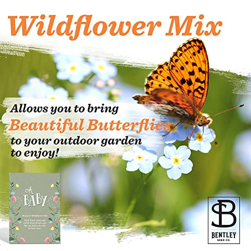Oh Baby Seed Packets|Girl or Boy Baby Shower Favors for Guests | 25 Wildflower Seed Packets | Pre-Filled | Bouquet Wildflower Mix | Non-GMO Seeds | Gender Neutral | Eco-Friendly Gift - style: Oh Baby Taupe