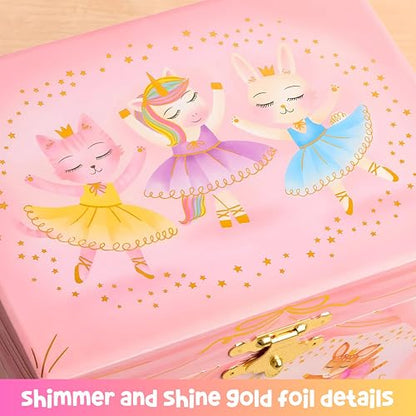Giggle & Honey® Musical Ballerina Jewelry Box for Girls | Music Boxes for Little Girls, Toddler Jewelry Box for 4 Year Old Kids, Toys for Toddlers, Birthday Gifts for Kids 5-9 Years - style: Animal Ballerina