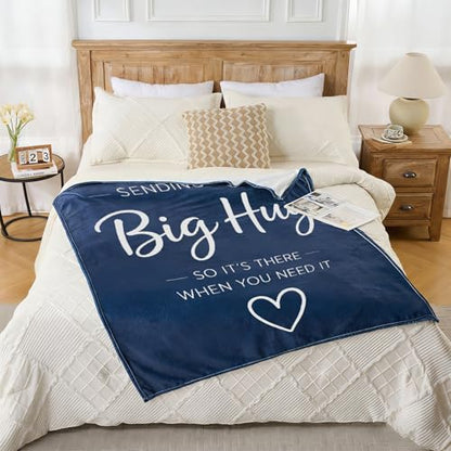 Thinking of You Gifts for Women Men – Get Well Blanket 50x60 Inch, Navy Flannel Comfort Hug Blanket, Sympathy Throw for After Surgery, Chemo, Illness, Recovery - color: Get Well-navy