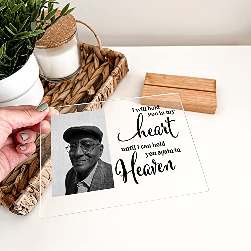 Custom Any Names Words & Picture Personalized Photo Frame Stand Bereavement Gift Sympathy Memorial Decor Sign Funeral in Heart Memory of Loved One Condolence Remembrance Loss Loving Family Friend